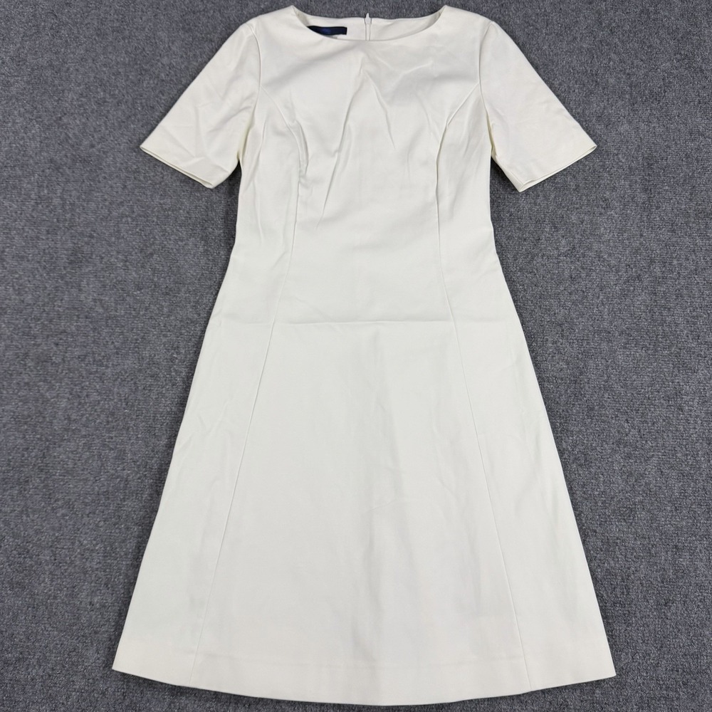 Blue Les Copains Dress IT 38 US 2 White Luxury Cotton Polyamide Stretch
